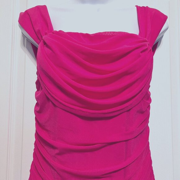 PrettyGarden Fashion/Casual-Pink (Rose Red) Off Shoulder-Rushed Fitted Mini-Smal - Picture 4 of 16